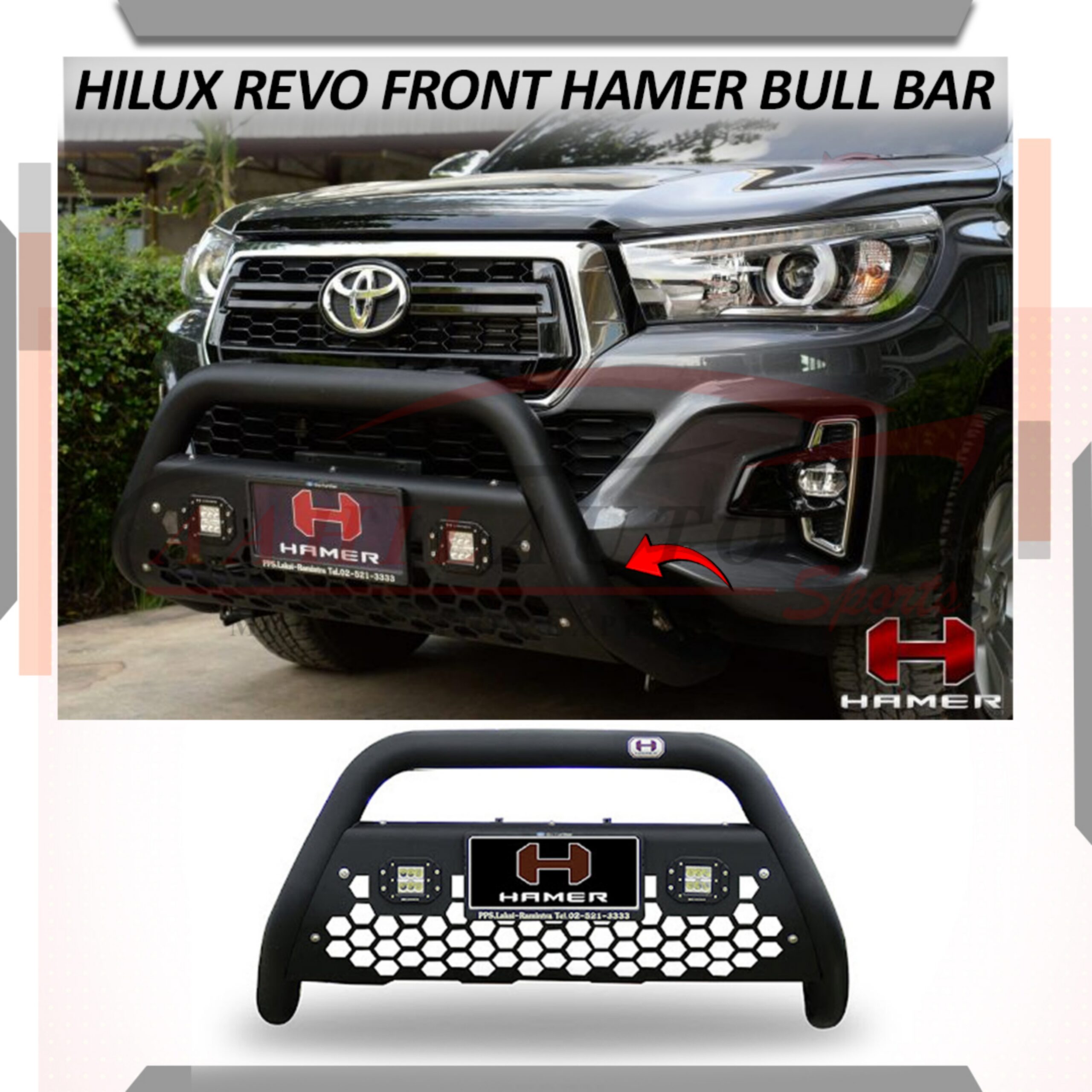 Toyota Hilux Revo Hamer Storm Nudge Bar (LED) 2017-2024 - Image 3