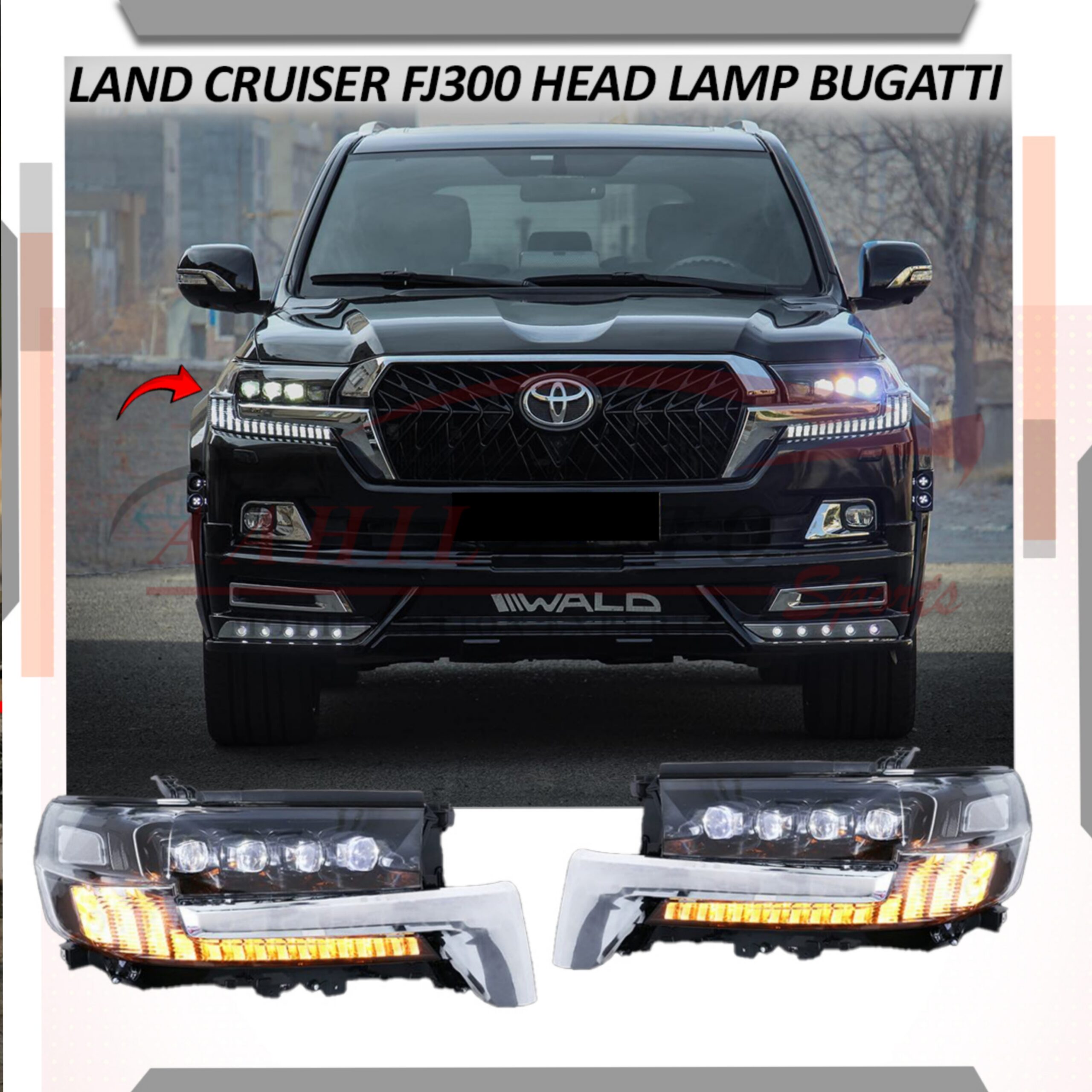 Toyota Land Cruiser FJ200 Bugatti Headlamps Headlights 2016-2020