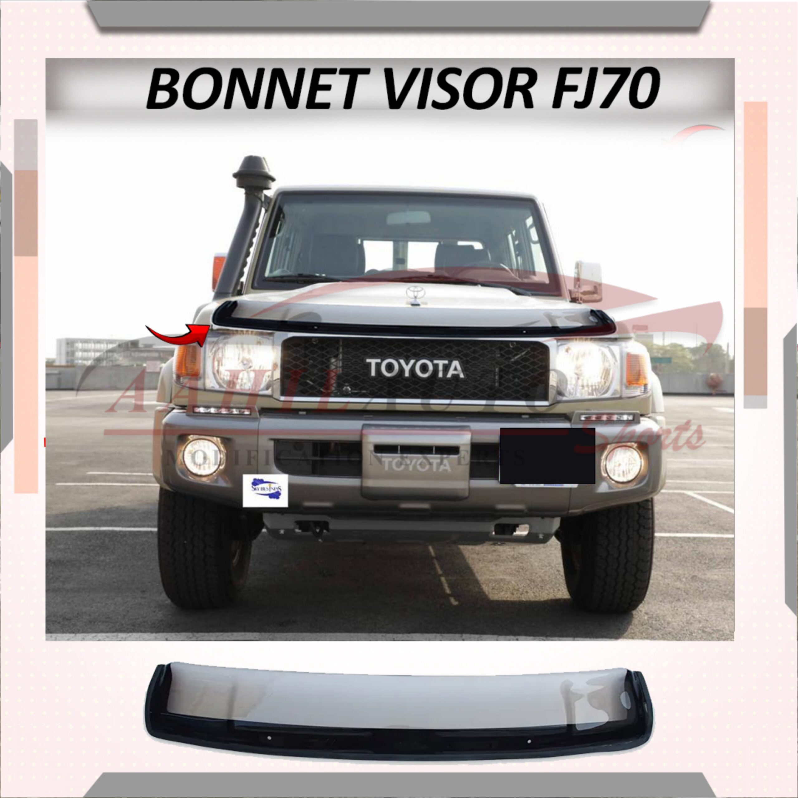 Toyota Land Cruiser FJ70 Bonnet Visor 1988-1995 - Image 2