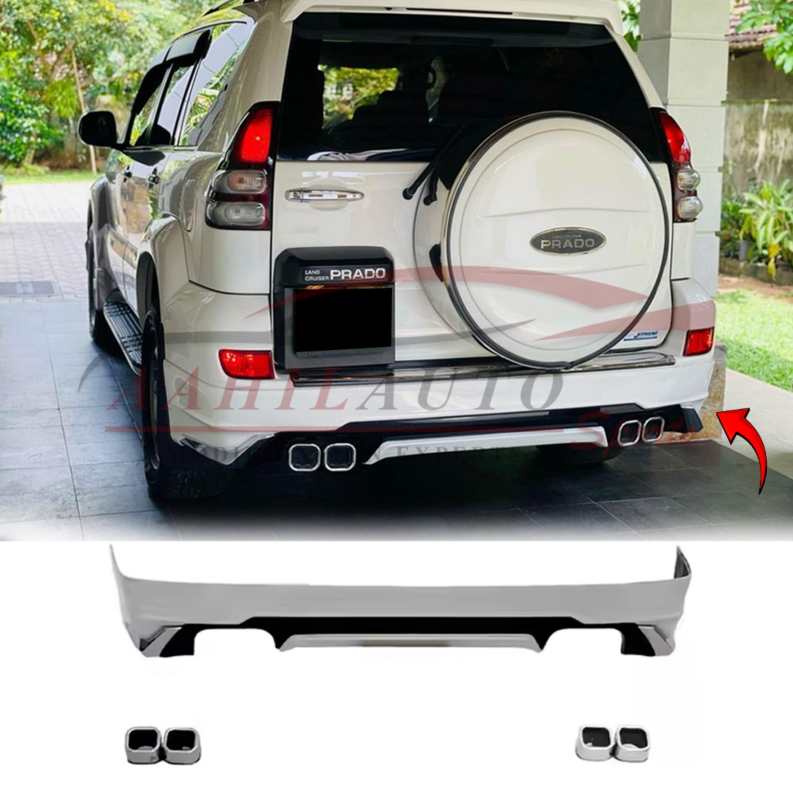 Toyota Prado FJ120 Modellista Body Kit Rear Extension FJ150 Style 2002-2008 - Image 4