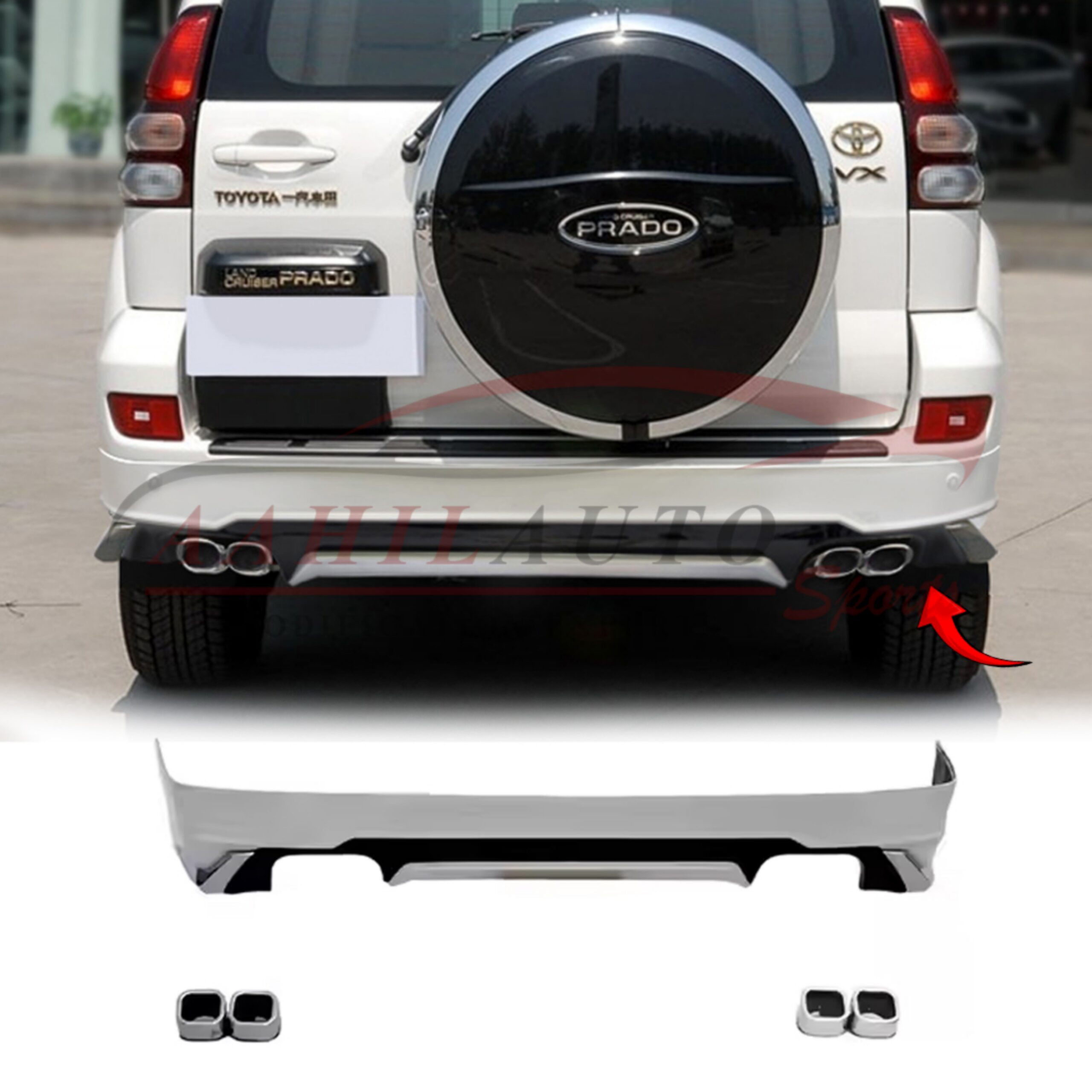 Toyota Prado FJ120 Modellista Body Kit Rear Extension FJ150 Style 2002-2008 - Image 5