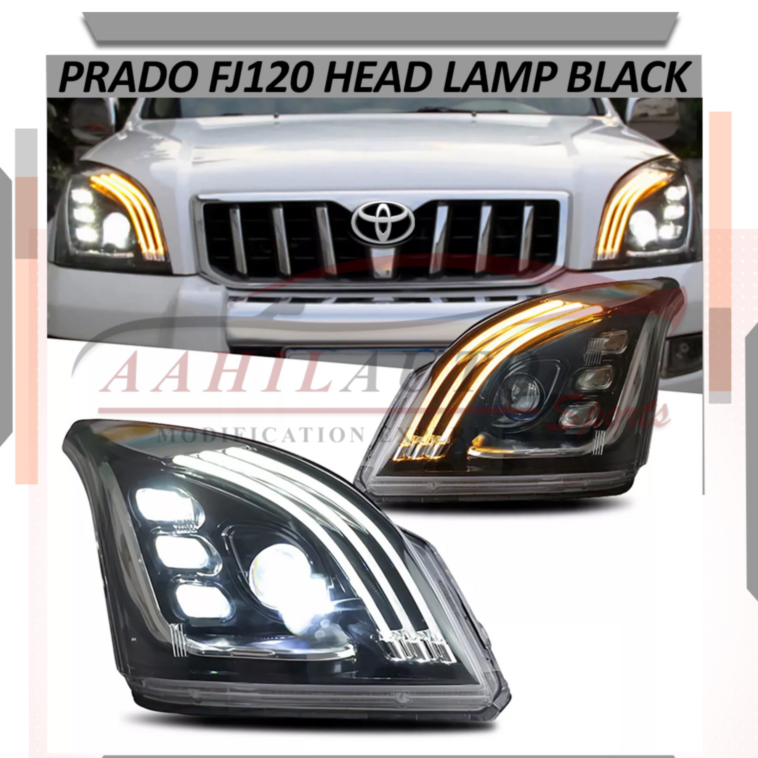 Toyota Prado FJ120 Head Light Mercedes Style 2002-2008 - Image 3