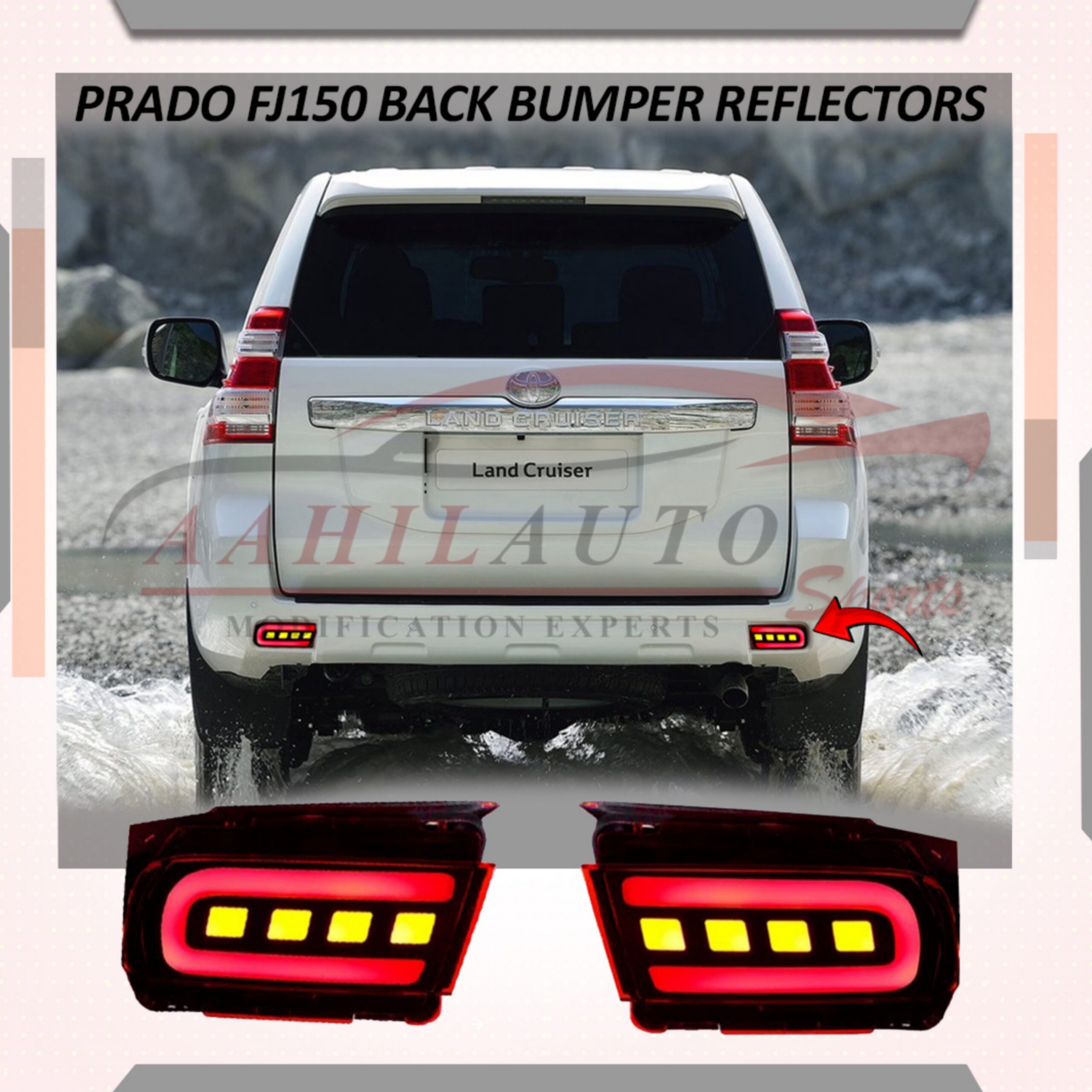 Toyota Prado FJ150 Back Bumper Reflector Lava Style Red Model 2009-2021