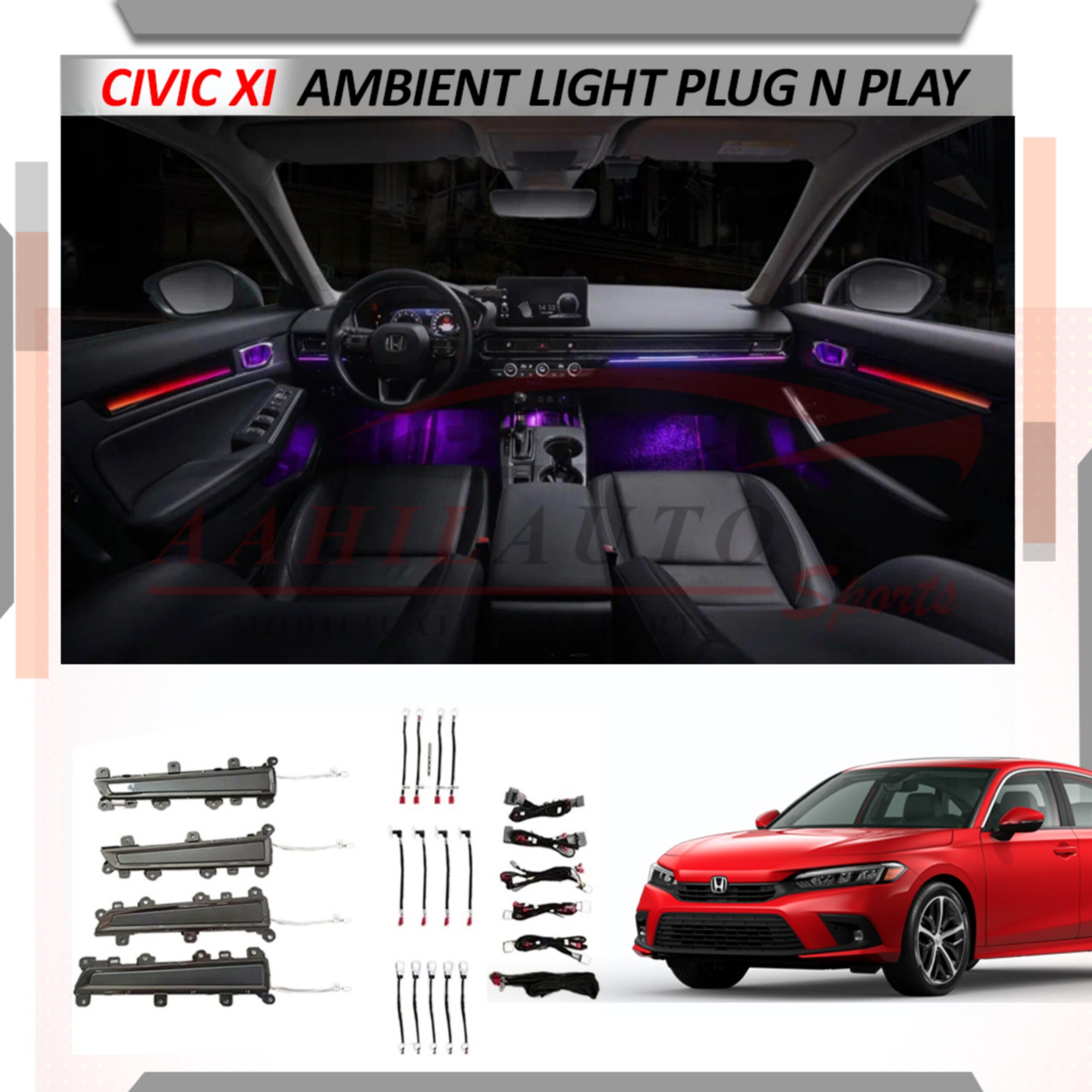 Honda Civic Interior Ambient Lights 2022-2024