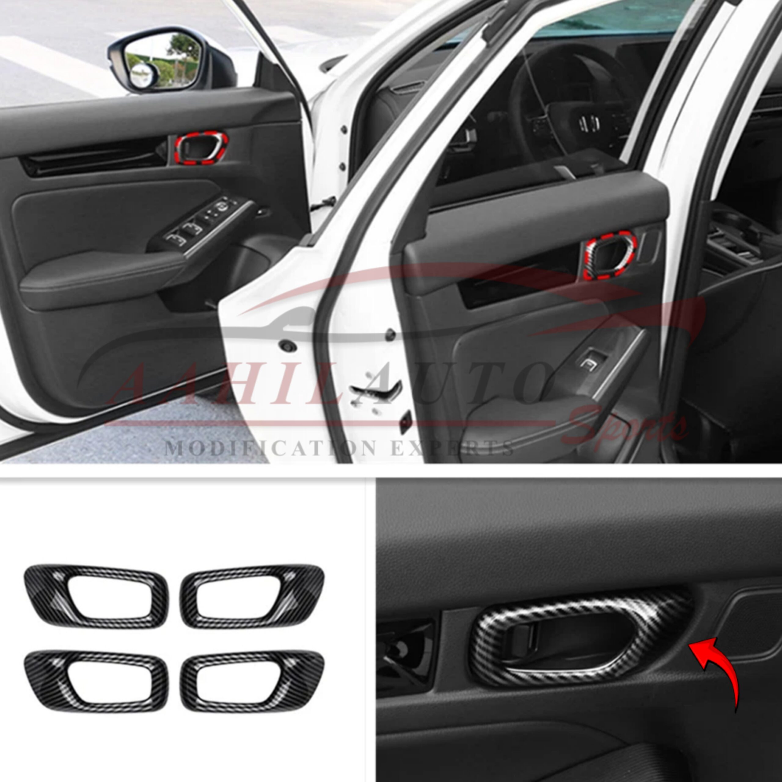Honda Civic Carbon Fiber Inner Door Handle Trim 2022-2025 - Image 5