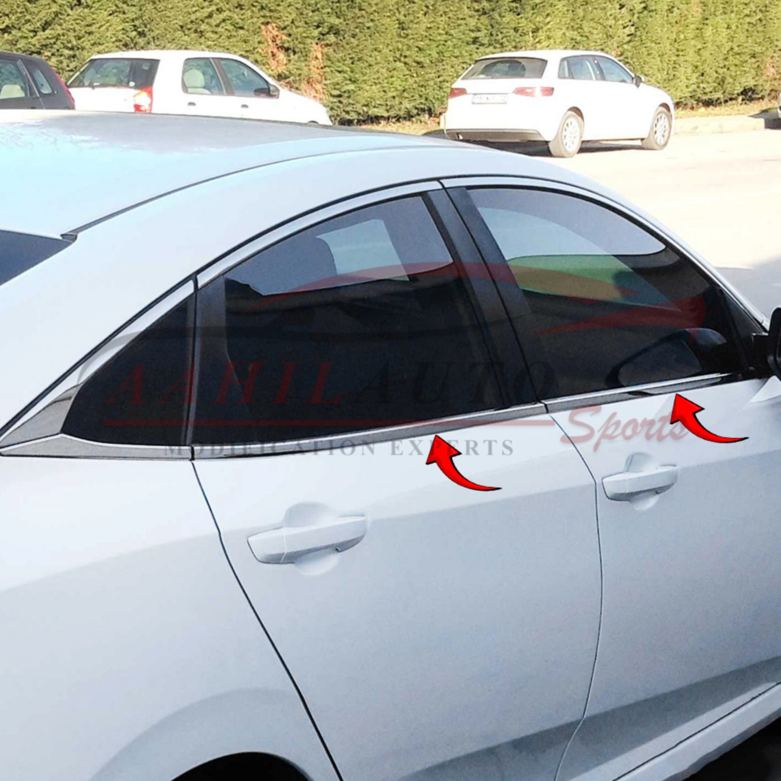 Honda Civic Window Chrome Weather Strips 6 Pcs - Model 2016-2021 - Image 4