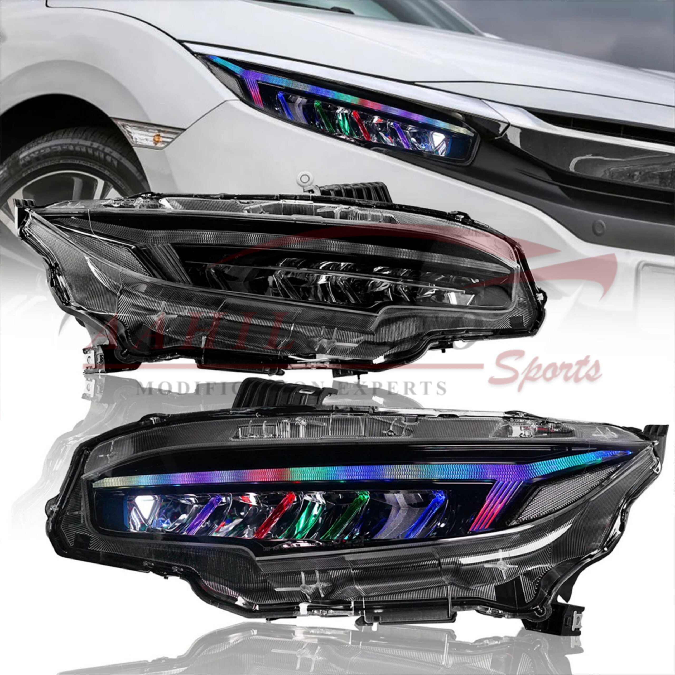 Honda Civic RGB Headlamps Headlights Audi Style 2016-2021 - Image 3
