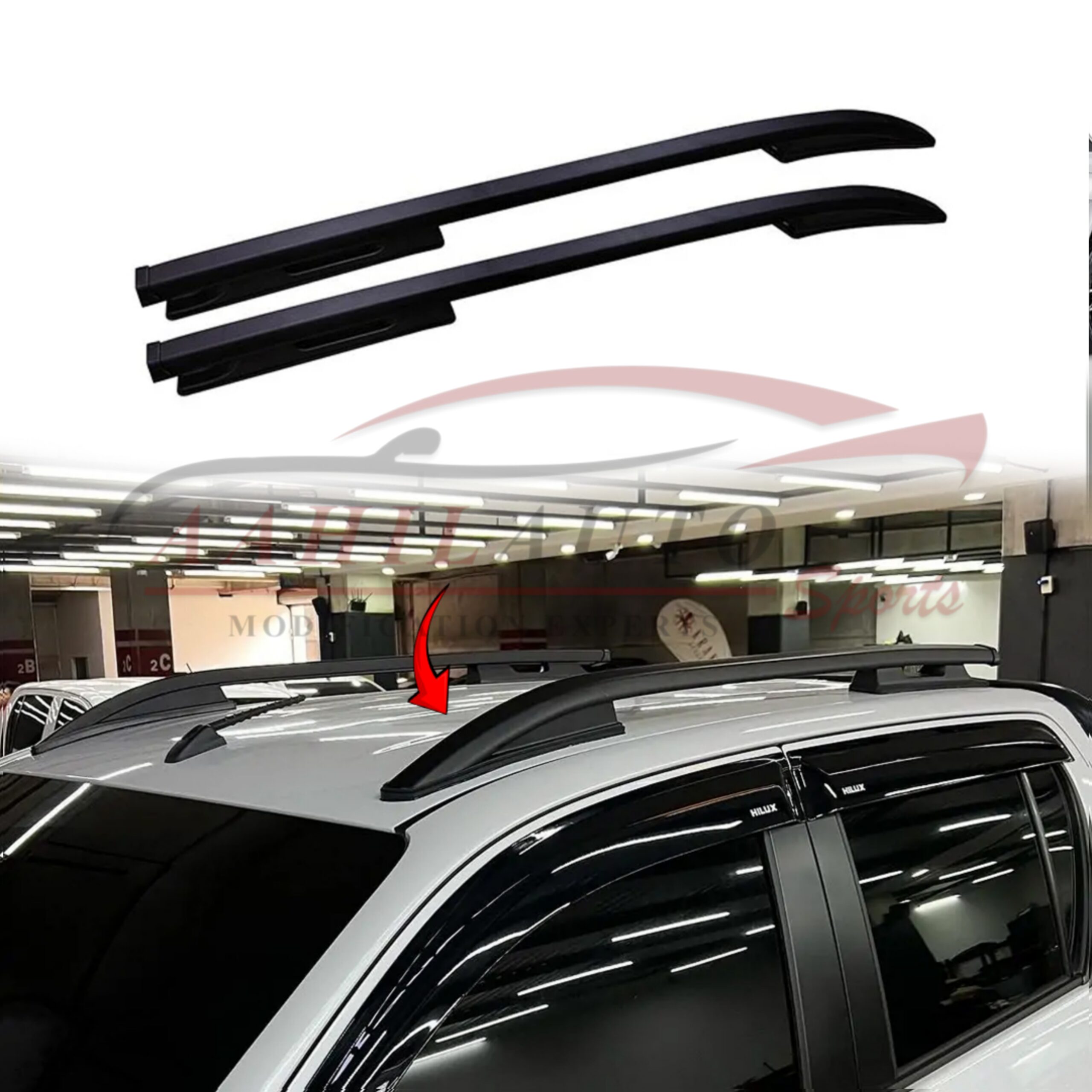 Toyota Hilux Revo/Rocco Roof Rail Black - Image 3