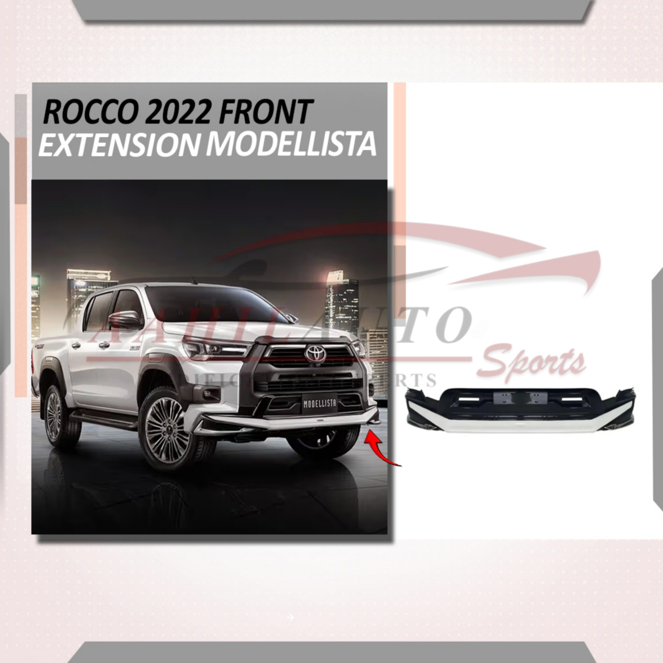 Toyota Hilux Rocco Front Extension Modellista Style 2021-2024 - Image 2
