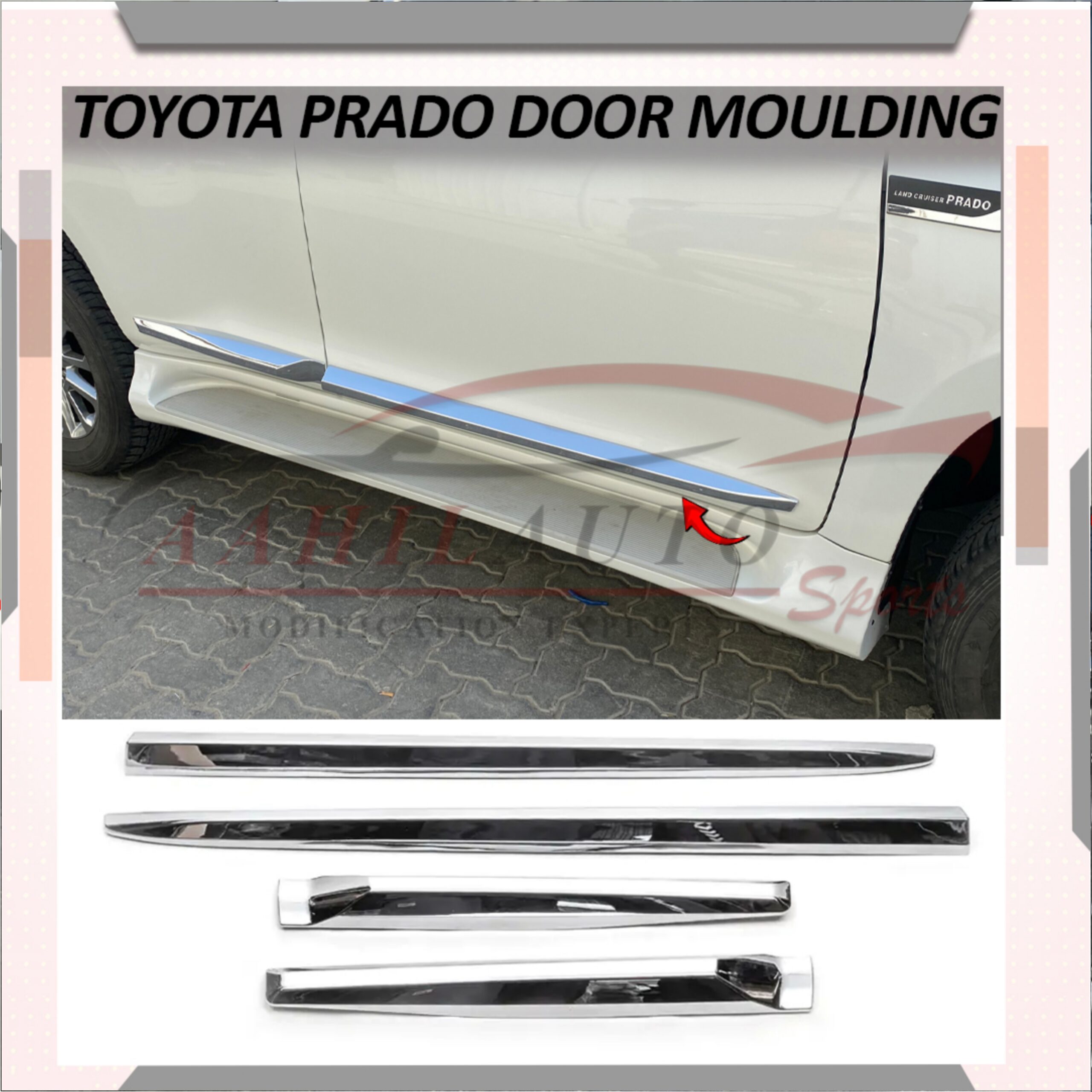 Toyota Prado Door Moulding Full Chrome - Model 2009-2021