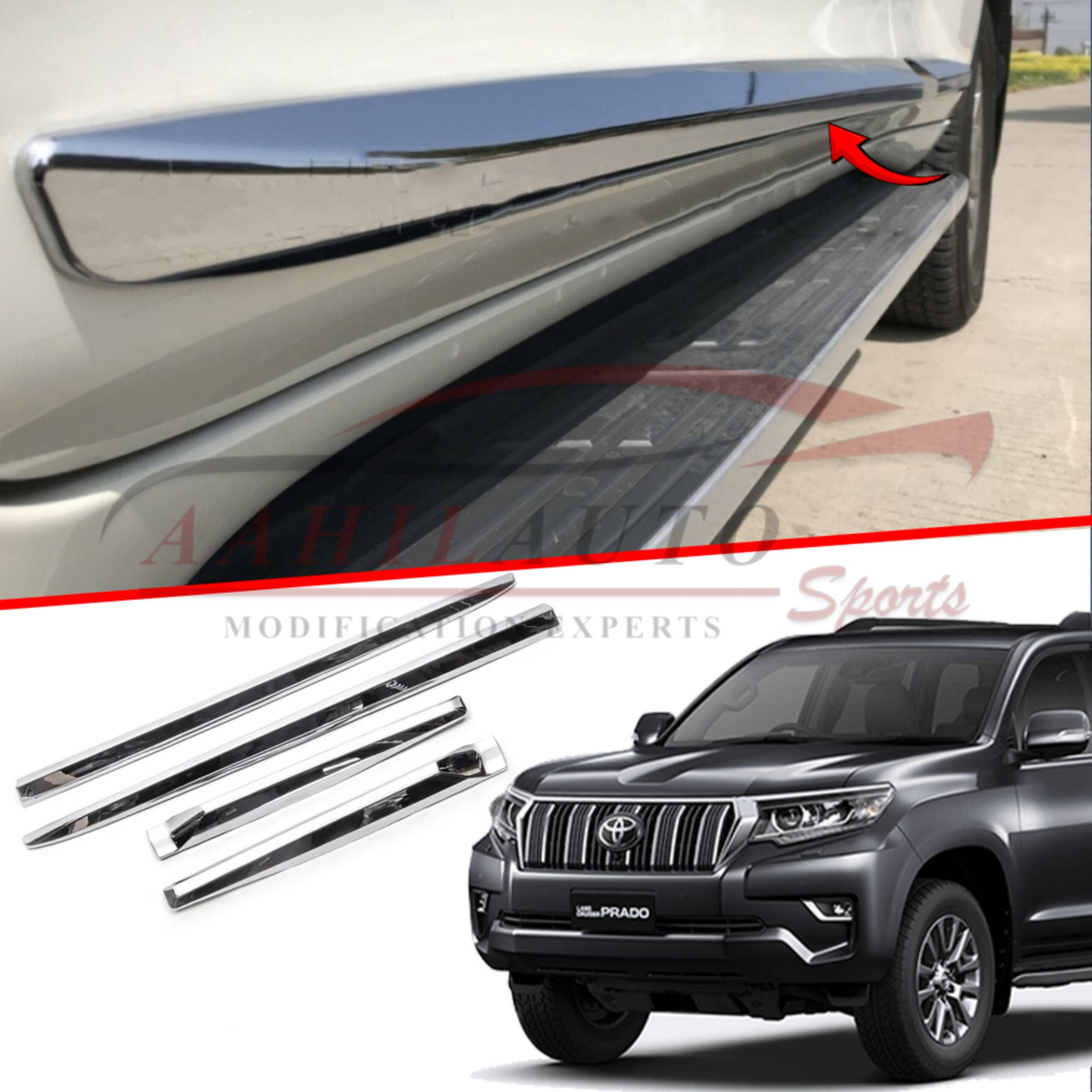 Toyota Prado Door Moulding Full Chrome - Model 2009-2021 - Image 5