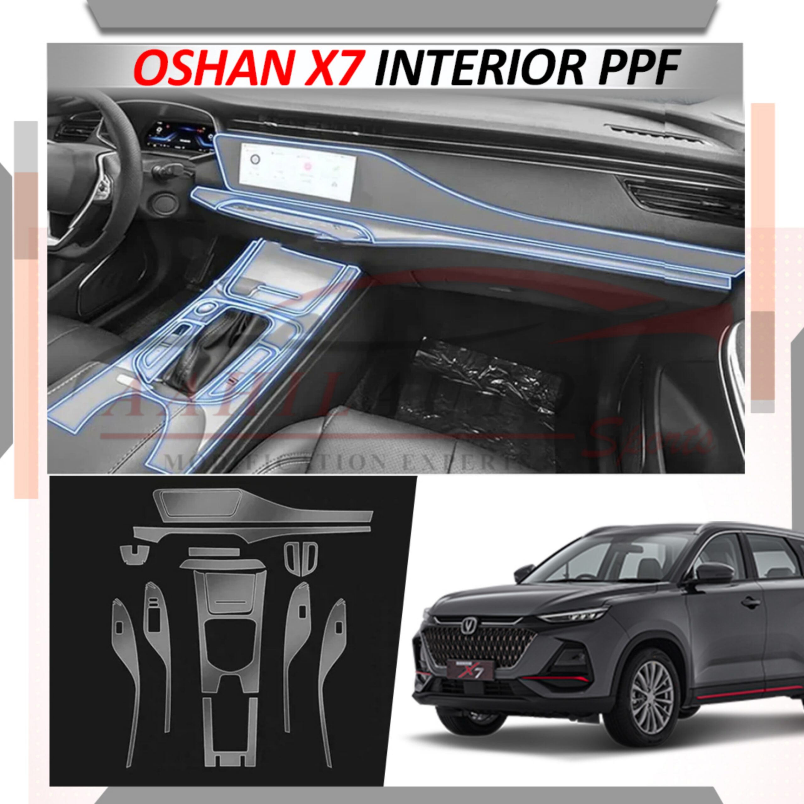 Changan Oshan X7 Interior PPF TPU - Model 2022-2024 - Paint Protection Film