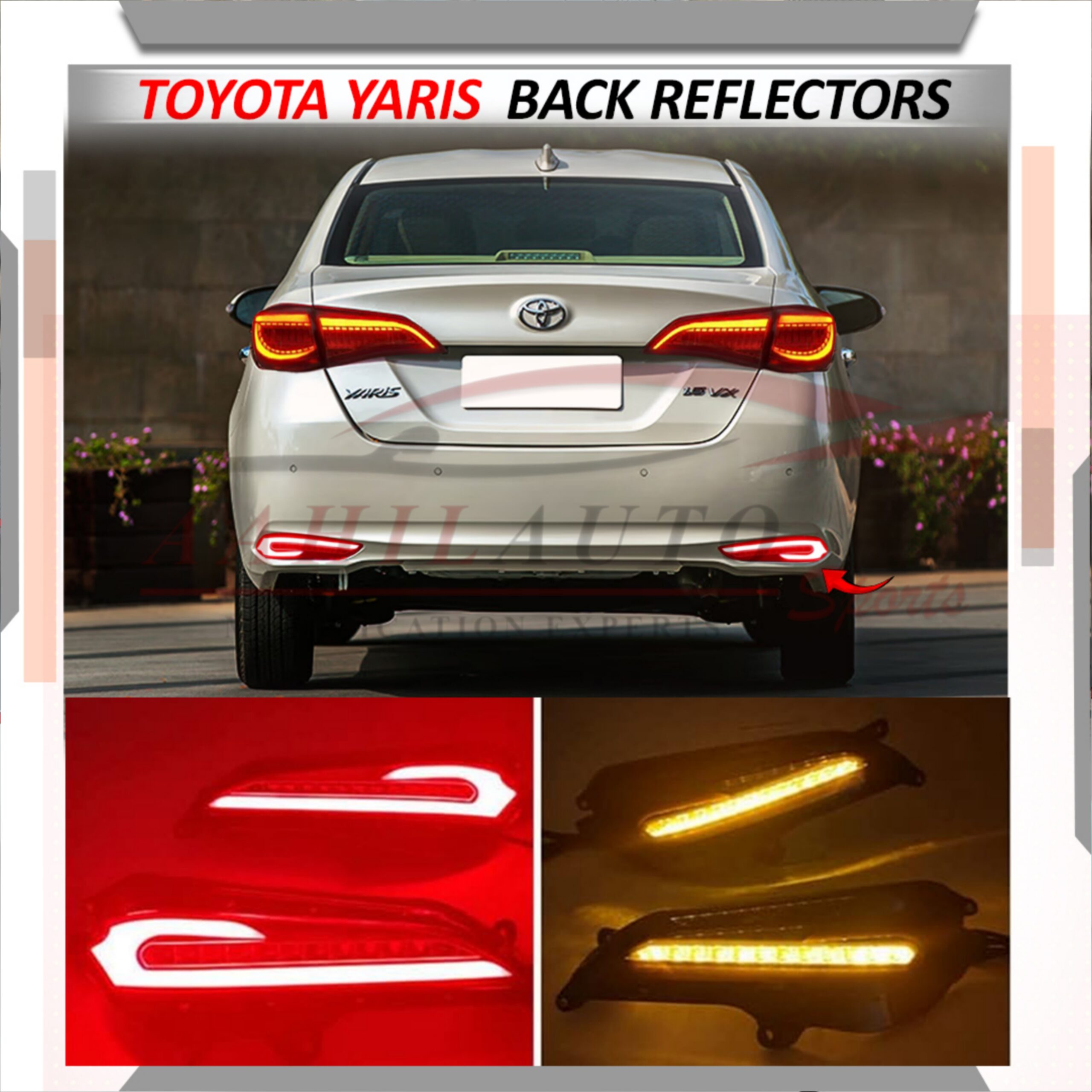Toyota Yaris Back Bumper Third Brake Lamp Audi Style (BL-58) - LED Reflector Light - Model 2020-2021