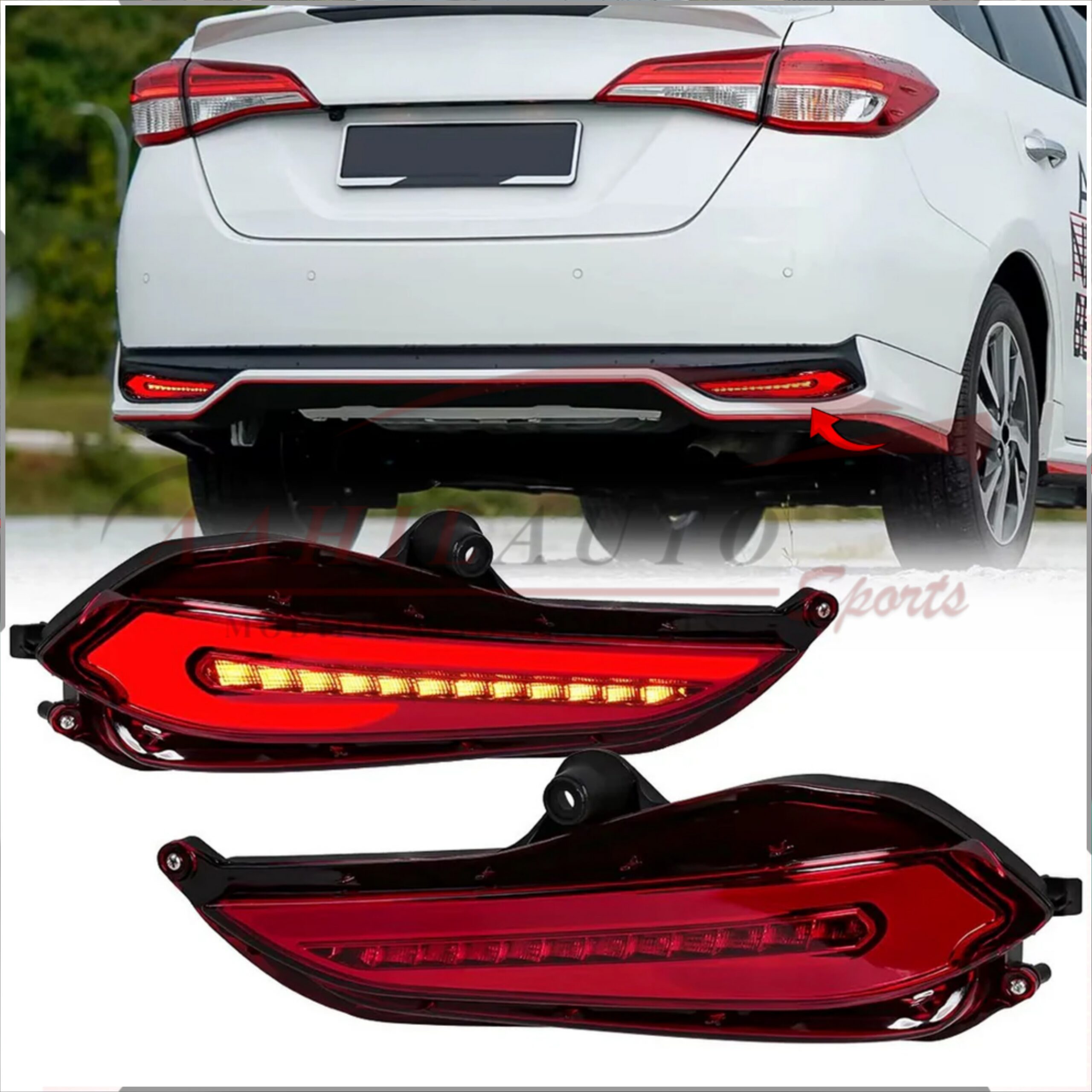 Toyota Yaris Back Bumper Third Brake Lamp Audi Style (BL-58) - LED Reflector Light - Model 2020-2021 - Image 5