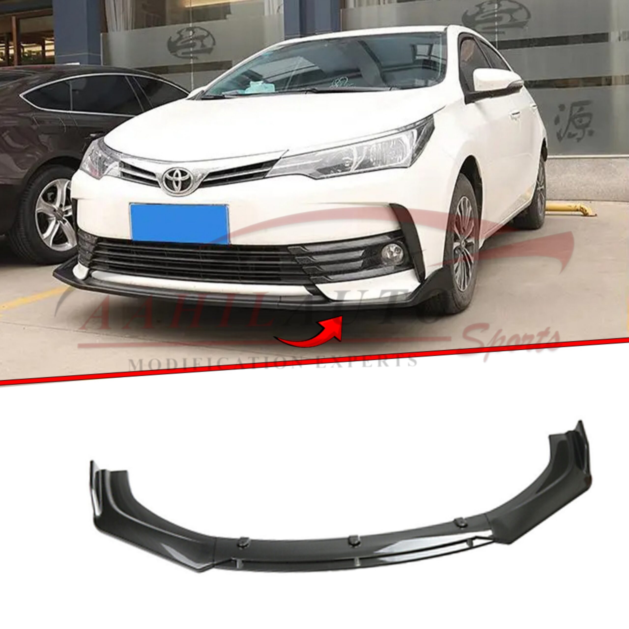 Toyota Corolla X Front Bumper Lip Splitter Glossy Black - Image 4